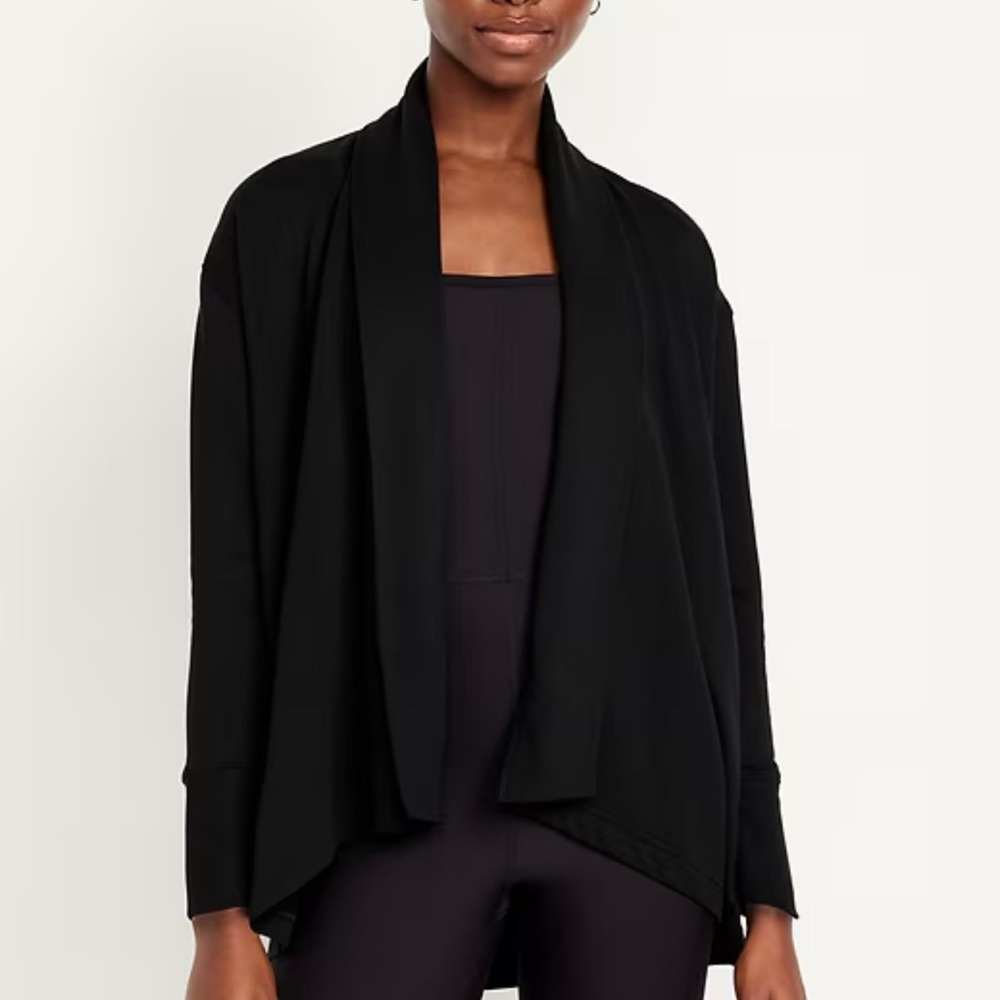Black Live-In Open-Front Wrap